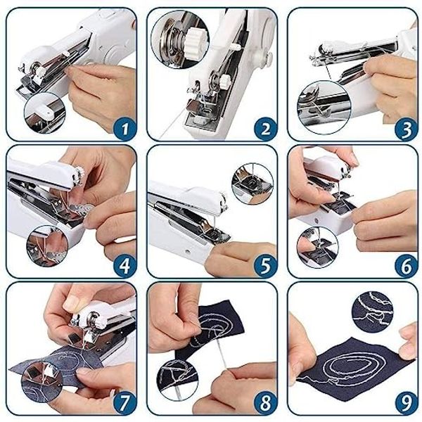 Stitch Handheld Cordless Portable White Sewing Machine